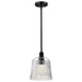SATCO/NUVO Grayson Small Pendant Matte Black Finish Clear Ribbed Glass (60-8606)
