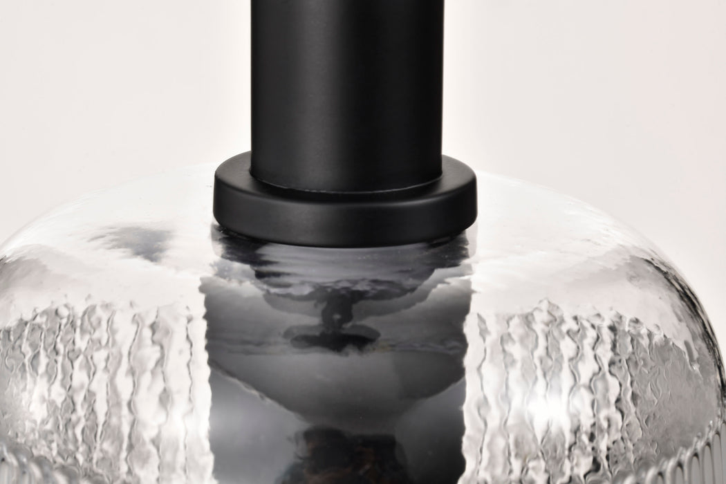 SATCO/NUVO Grayson Small Pendant Matte Black Finish Clear Ribbed Glass (60-8606)