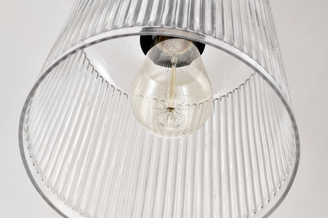 SATCO/NUVO Grayson Small Pendant Matte Black Finish Clear Ribbed Glass (60-8606)