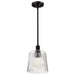 SATCO/NUVO Grayson Small Pendant Matte Black Finish Clear Ribbed Glass (60-8606)