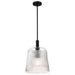 SATCO/NUVO Grayson Large Pendant Matte Black Finish Clear Ribbed Glass (60-8607)