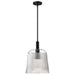 SATCO/NUVO Grayson Large Pendant Matte Black Finish Clear Ribbed Glass (60-8607)