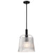 SATCO/NUVO Grayson Large Pendant Matte Black Finish Clear Ribbed Glass (60-8607)