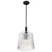 SATCO/NUVO Grayson Large Pendant Matte Black Finish Clear Ribbed Glass (60-8607)