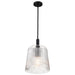 SATCO/NUVO Grayson Large Pendant Matte Black Finish Clear Ribbed Glass (60-8607)