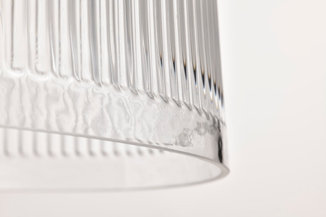 SATCO/NUVO Grayson Large Pendant Matte Black Finish Clear Ribbed Glass (60-8607)