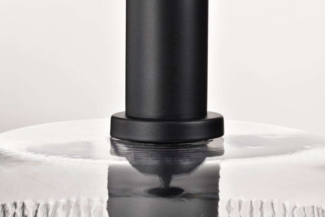 SATCO/NUVO Grayson Large Pendant Matte Black Finish Clear Ribbed Glass (60-8607)