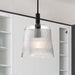 SATCO/NUVO Grayson Large Pendant Matte Black Finish Clear Ribbed Glass (60-8607)