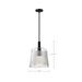 SATCO/NUVO Grayson Large Pendant Matte Black Finish Clear Ribbed Glass (60-8607)