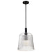 SATCO/NUVO Grayson Large Pendant Matte Black Finish Clear Ribbed Glass (60-8607)