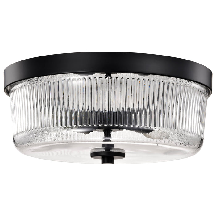 SATCO/NUVO Grayson Small Flush Mount Matte Black Finish Clear Ribbed Glass (60-8608)