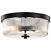 SATCO/NUVO Grayson Small Flush Mount Matte Black Finish Clear Ribbed Glass (60-8608)