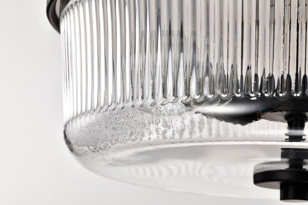 SATCO/NUVO Grayson Small Flush Mount Matte Black Finish Clear Ribbed Glass (60-8608)