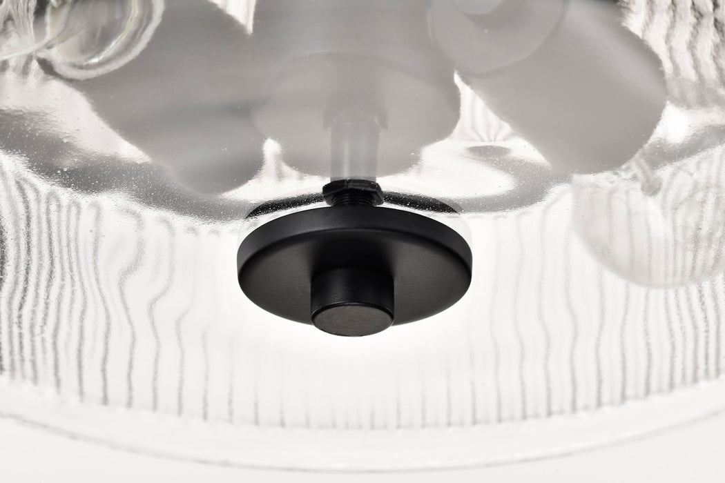 SATCO/NUVO Grayson Small Flush Mount Matte Black Finish Clear Ribbed Glass (60-8608)