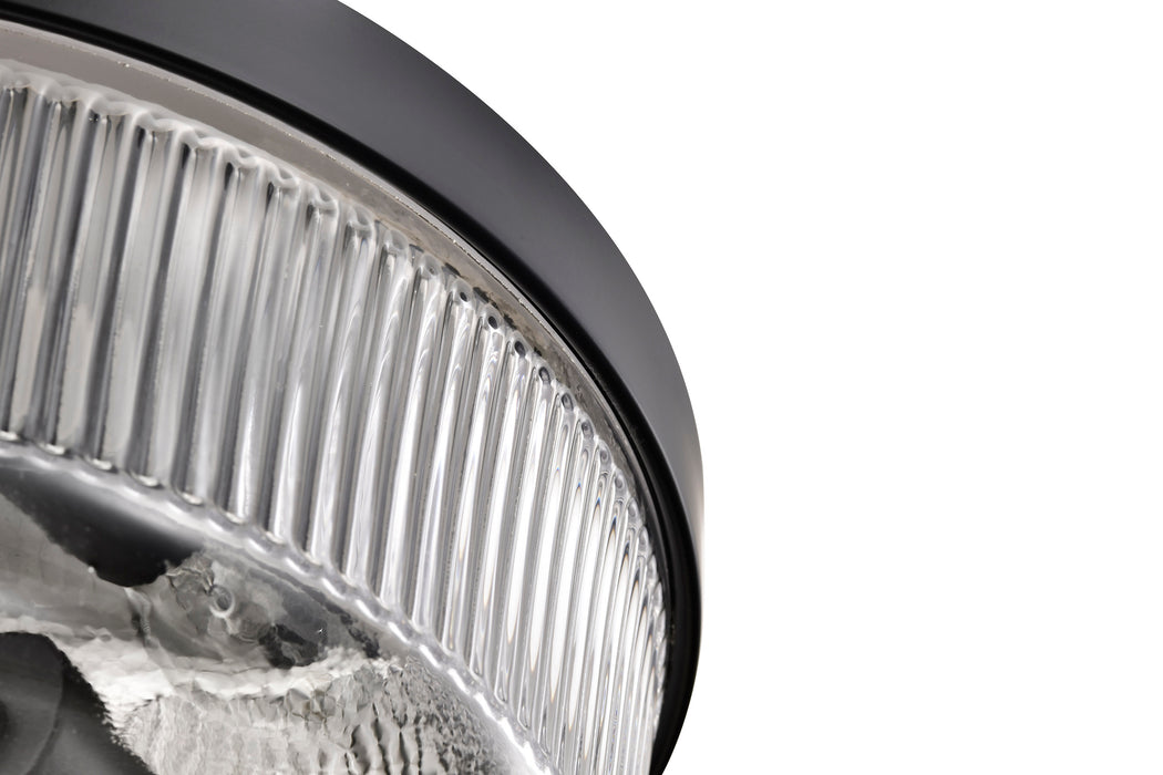 SATCO/NUVO Grayson Small Flush Mount Matte Black Finish Clear Ribbed Glass (60-8608)
