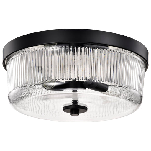 SATCO/NUVO Grayson Small Flush Mount Matte Black Finish Clear Ribbed Glass (60-8608)
