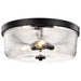 SATCO/NUVO Grayson Large Flush Mount Matte Black Finish Clear Ribbed Glass (60-8609)