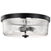 SATCO/NUVO Grayson Large Flush Mount Matte Black Finish Clear Ribbed Glass (60-8609)