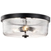 SATCO/NUVO Grayson Large Flush Mount Matte Black Finish Clear Ribbed Glass (60-8609)