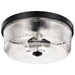 SATCO/NUVO Grayson Large Flush Mount Matte Black Finish Clear Ribbed Glass (60-8609)