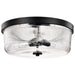SATCO/NUVO Grayson Large Flush Mount Matte Black Finish Clear Ribbed Glass (60-8609)