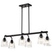 SATCO/NUVO Grayson 6 Light Island Pendant Matte Black Finish Clear Ribbed Glass (60-8610)