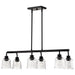 SATCO/NUVO Grayson 6 Light Island Pendant Matte Black Finish Clear Ribbed Glass (60-8610)