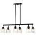 SATCO/NUVO Grayson 6 Light Island Pendant Matte Black Finish Clear Ribbed Glass (60-8610)