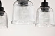 SATCO/NUVO Grayson 6 Light Island Pendant Matte Black Finish Clear Ribbed Glass (60-8610)
