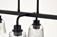 SATCO/NUVO Grayson 6 Light Island Pendant Matte Black Finish Clear Ribbed Glass (60-8610)