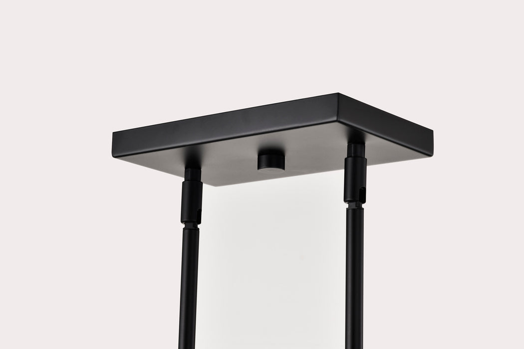 SATCO/NUVO Grayson 6 Light Island Pendant Matte Black Finish Clear Ribbed Glass (60-8610)