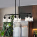 SATCO/NUVO Grayson 6 Light Island Pendant Matte Black Finish Clear Ribbed Glass (60-8610)