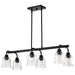 SATCO/NUVO Grayson 6 Light Island Pendant Matte Black Finish Clear Ribbed Glass (60-8610)