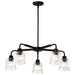 SATCO/NUVO Grayson 5 Light Chandelier Matte Black Finish Clear Ribbed Glass (60-8611)
