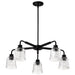 SATCO/NUVO Grayson 5 Light Chandelier Matte Black Finish Clear Ribbed Glass (60-8611)