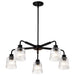 SATCO/NUVO Grayson 5 Light Chandelier Matte Black Finish Clear Ribbed Glass (60-8611)