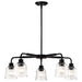 SATCO/NUVO Grayson 5 Light Chandelier Matte Black Finish Clear Ribbed Glass (60-8611)