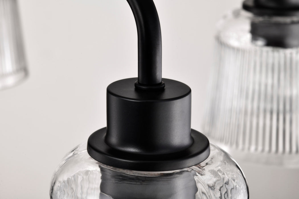 SATCO/NUVO Grayson 5 Light Chandelier Matte Black Finish Clear Ribbed Glass (60-8611)
