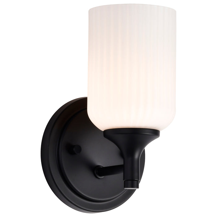 SATCO/NUVO Solara 1 Light Wall Sconce Matte Black Finish Frosted Ribbed Glass (60-8641)