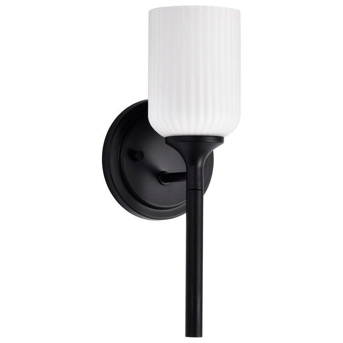 SATCO/NUVO Solara 1 Light Wall Sconce Matte Black Finish Frosted Ribbed Glass (60-8641)