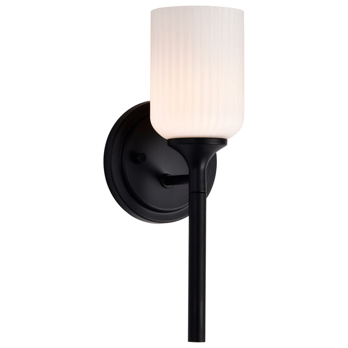 SATCO/NUVO Solara 1 Light Wall Sconce Matte Black Finish Frosted Ribbed Glass (60-8641)