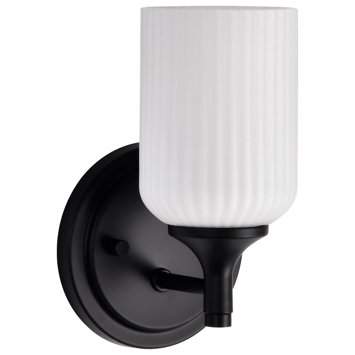 SATCO/NUVO Solara 1 Light Wall Sconce Matte Black Finish Frosted Ribbed Glass (60-8641)