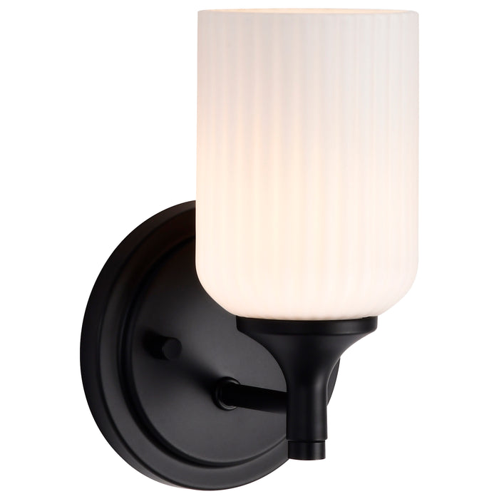 SATCO/NUVO Solara 1 Light Wall Sconce Matte Black Finish Frosted Ribbed Glass (60-8641)