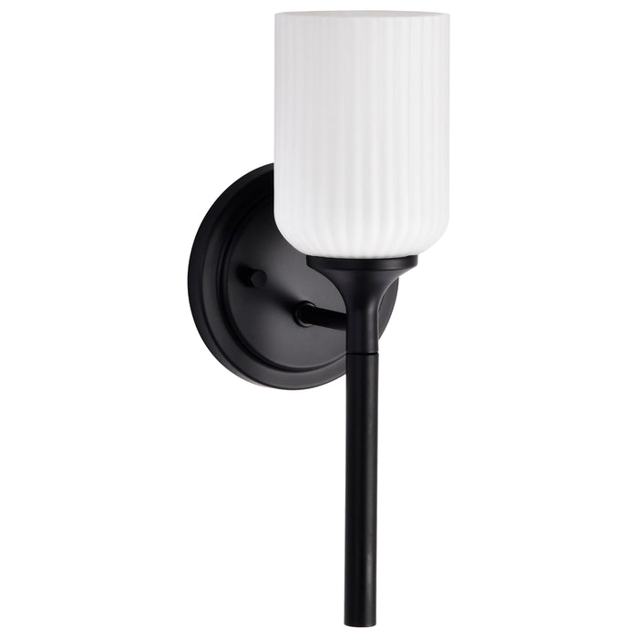 SATCO/NUVO Solara 1 Light Wall Sconce Matte Black Finish Frosted Ribbed Glass (60-8641)