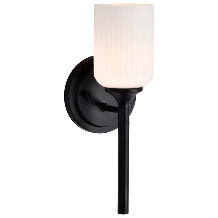 SATCO/NUVO Solara 1 Light Wall Sconce Matte Black Finish Frosted Ribbed Glass (60-8641)