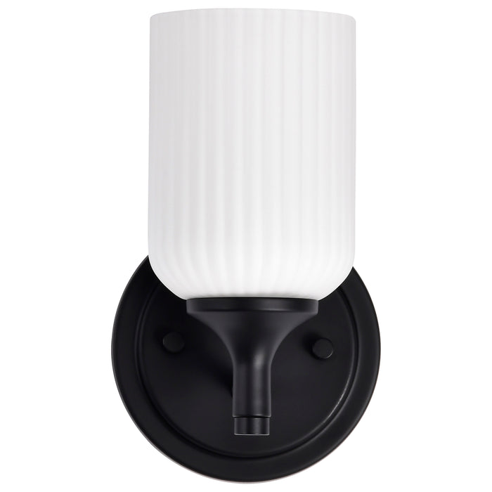 SATCO/NUVO Solara 1 Light Wall Sconce Matte Black Finish Frosted Ribbed Glass (60-8641)