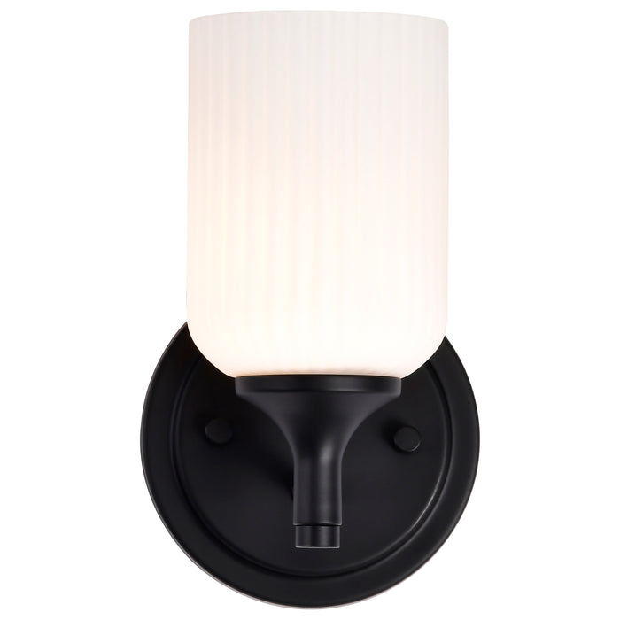 SATCO/NUVO Solara 1 Light Wall Sconce Matte Black Finish Frosted Ribbed Glass (60-8641)
