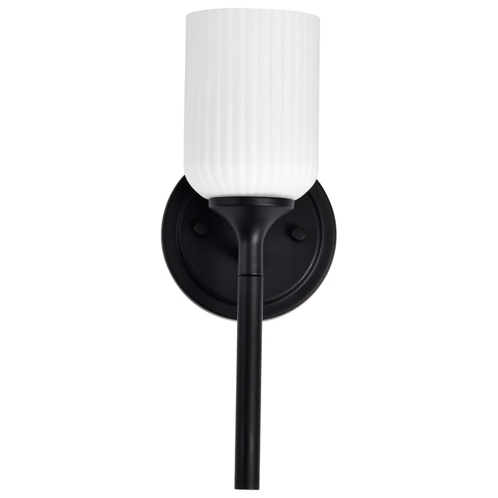 SATCO/NUVO Solara 1 Light Wall Sconce Matte Black Finish Frosted Ribbed Glass (60-8641)