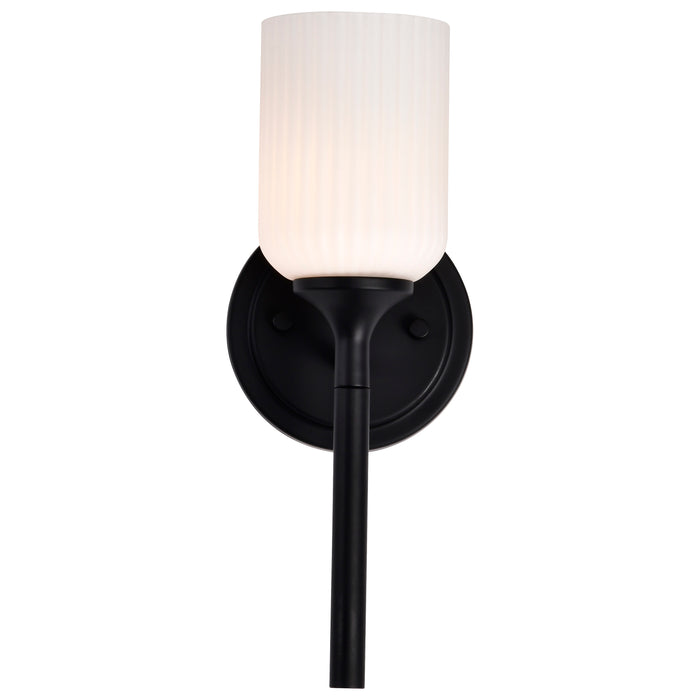 SATCO/NUVO Solara 1 Light Wall Sconce Matte Black Finish Frosted Ribbed Glass (60-8641)