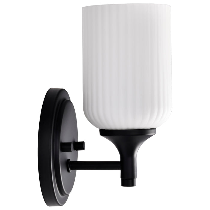SATCO/NUVO Solara 1 Light Wall Sconce Matte Black Finish Frosted Ribbed Glass (60-8641)